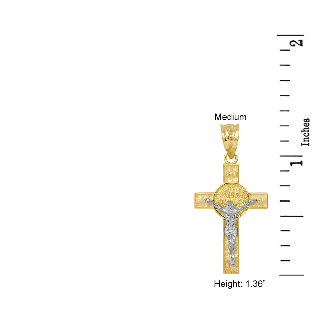 Gold St. Benedict Crucifix Pendant Necklace, view 13