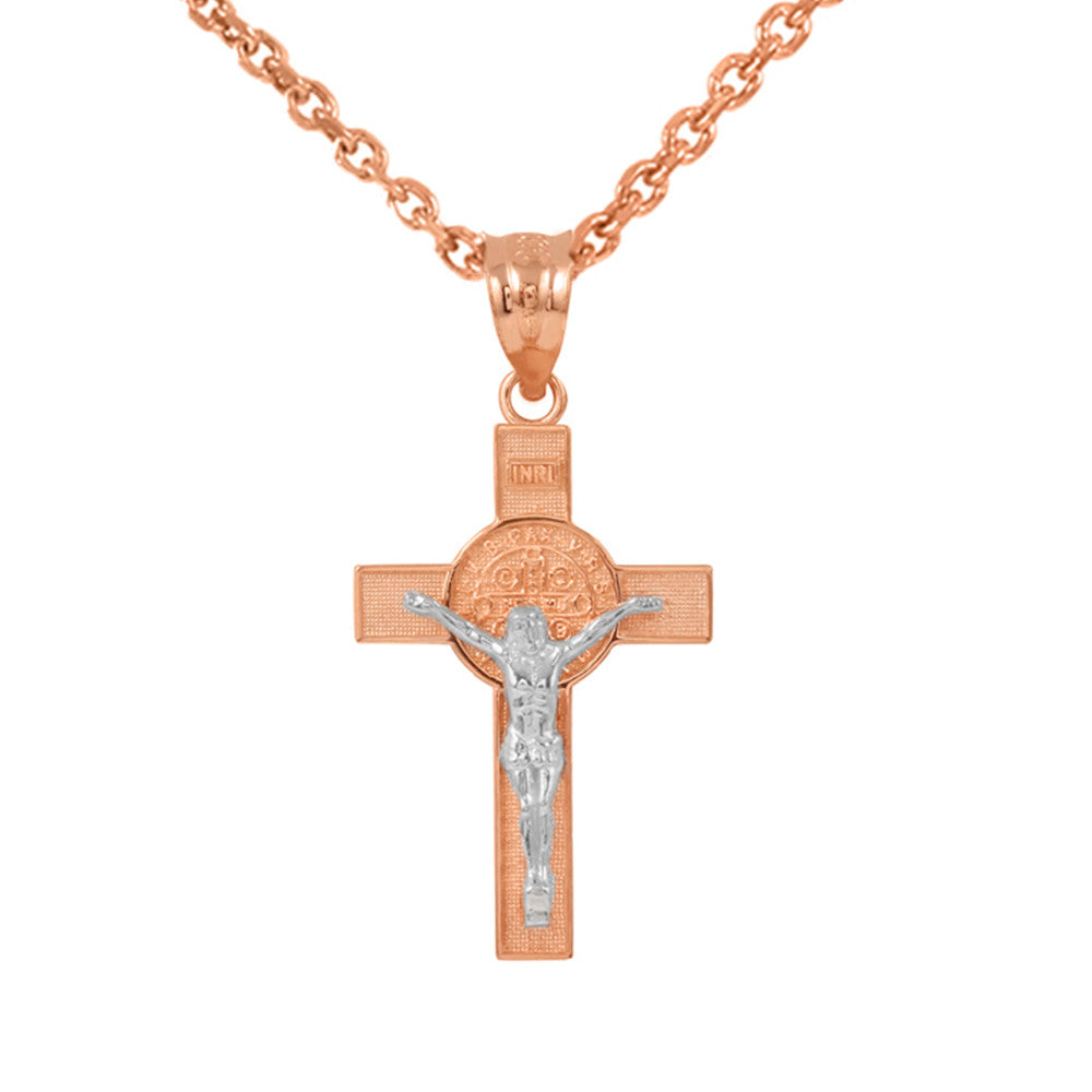 Gold St. Benedict Crucifix Pendant Necklace, view 14