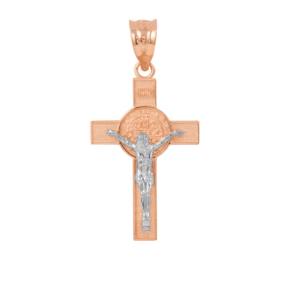 Gold St. Benedict Crucifix Pendant Necklace, view 15