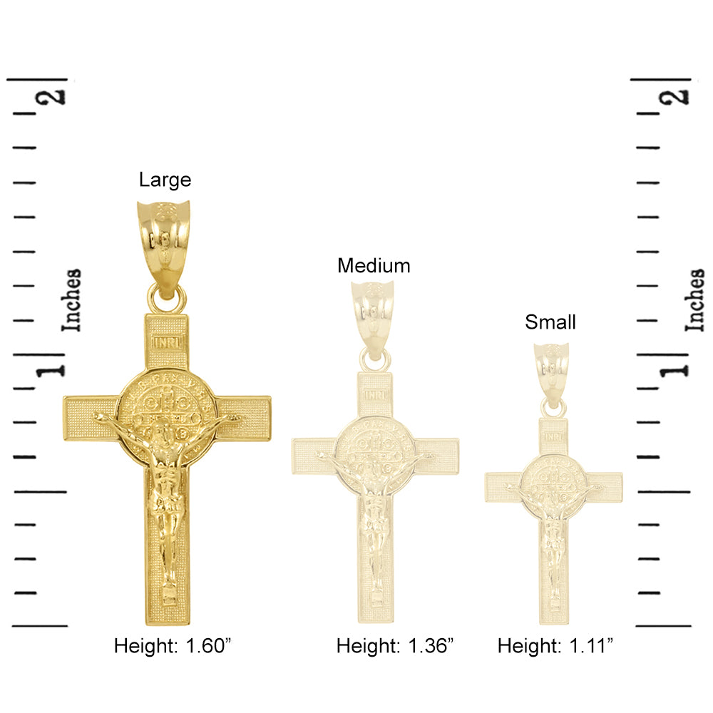 Gold St. Benedict Crucifix Pendant Necklace (1.60"), view 2