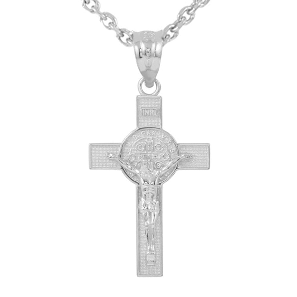 Gold St. Benedict Crucifix Pendant Necklace (1.60"), view 4