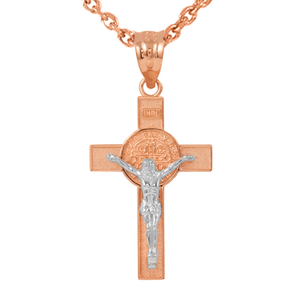 Gold St. Benedict Crucifix Pendant Necklace (1.60"), view 5