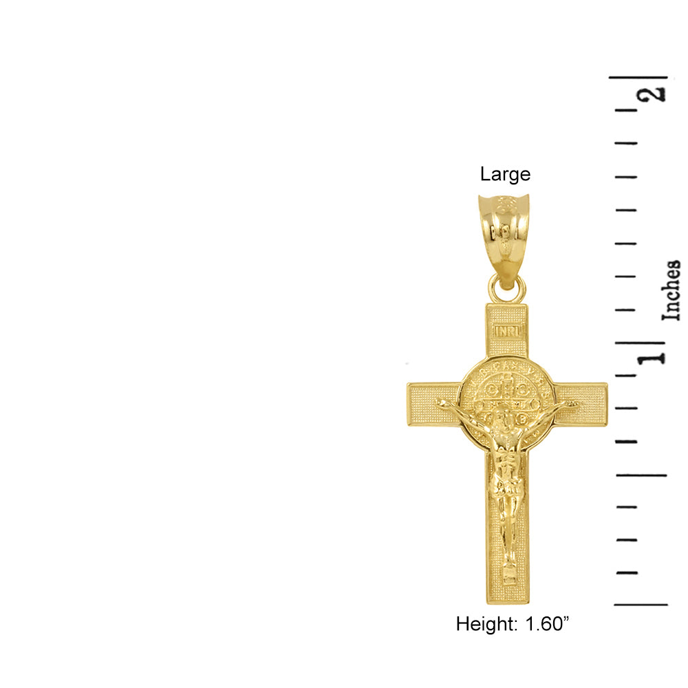 Gold St. Benedict Crucifix Pendant Necklace (1.60"), view 7