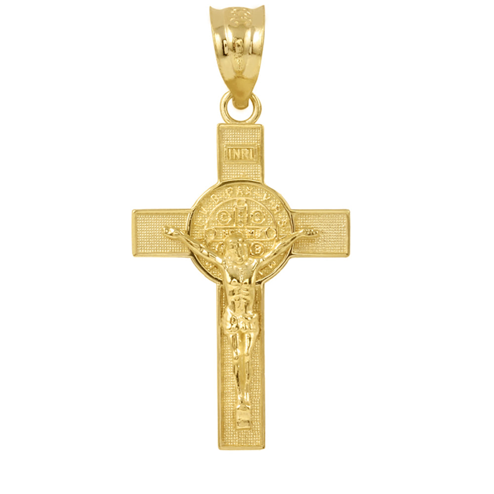 Gold St. Benedict Crucifix Pendant Necklace (1.60"), view 8