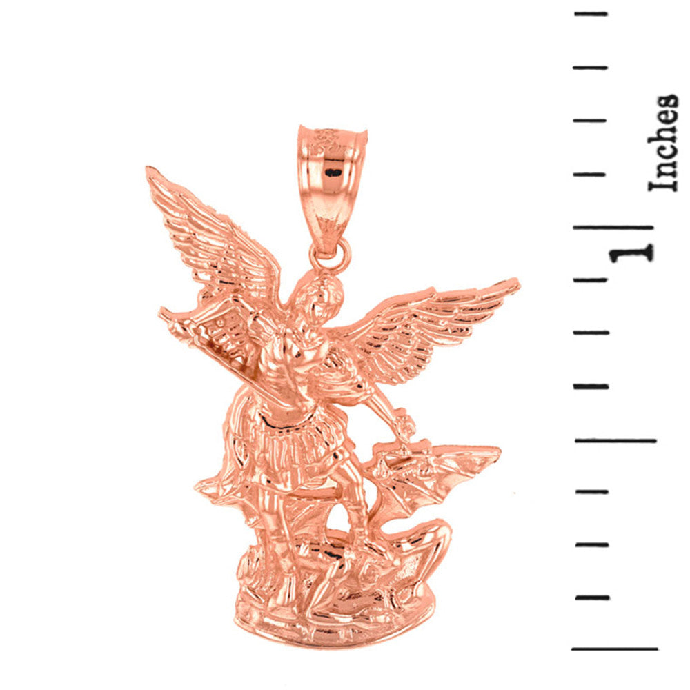Gold St Michael The Archangel Pendant Necklace (1.35"), view 6