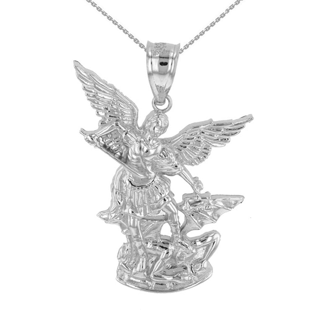Gold St Michael The Archangel Pendant Necklace (1.35"), view 7