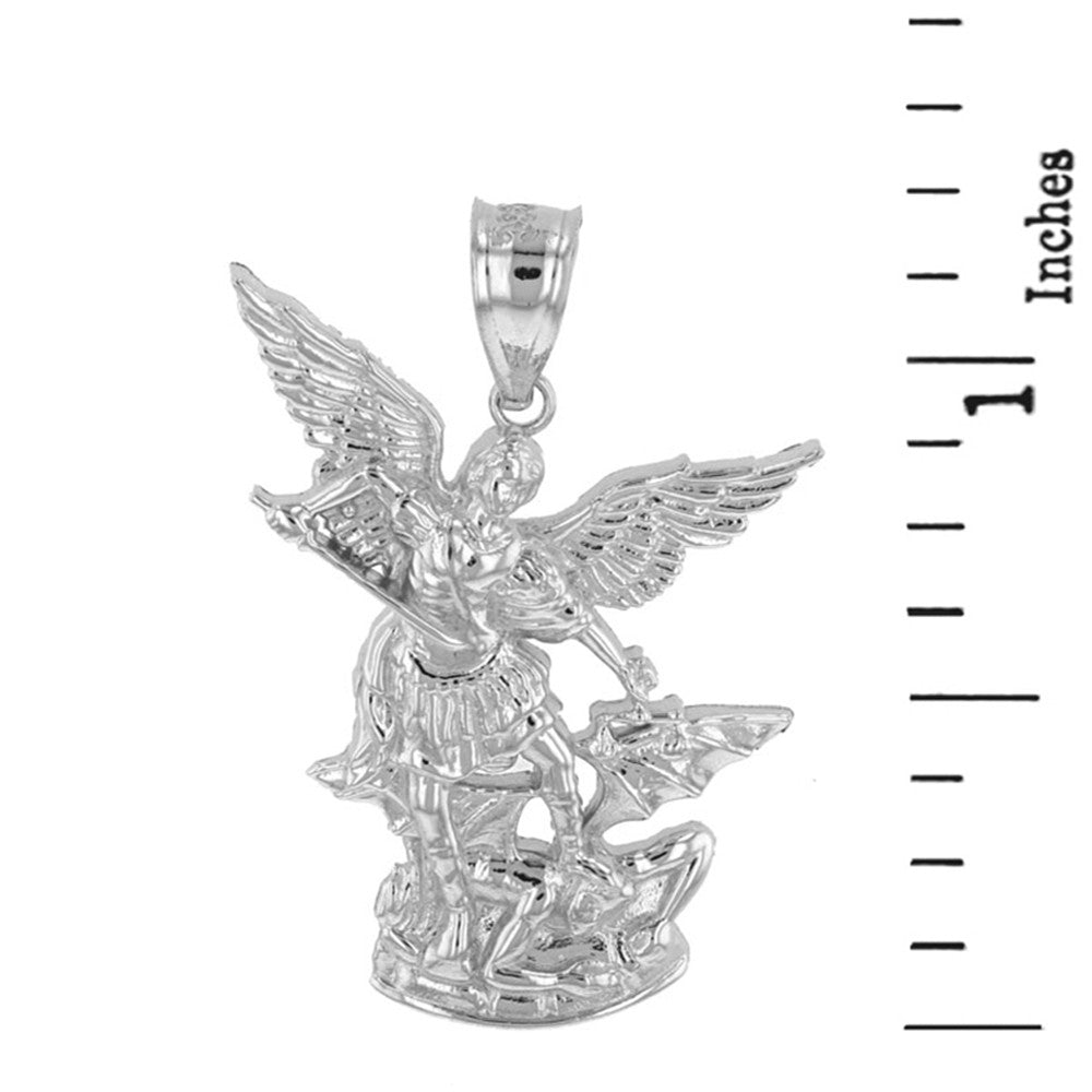Gold St Michael The Archangel Pendant Necklace (1.35"), view 9