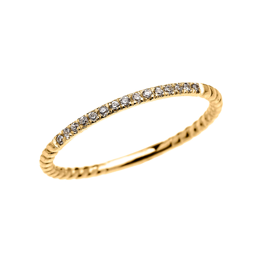 Gold Stackable Diamond Rope Band Ring
