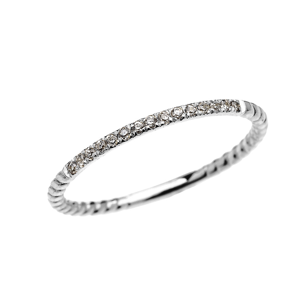 Gold Stackable Diamond Rope Band Ring, view 2
