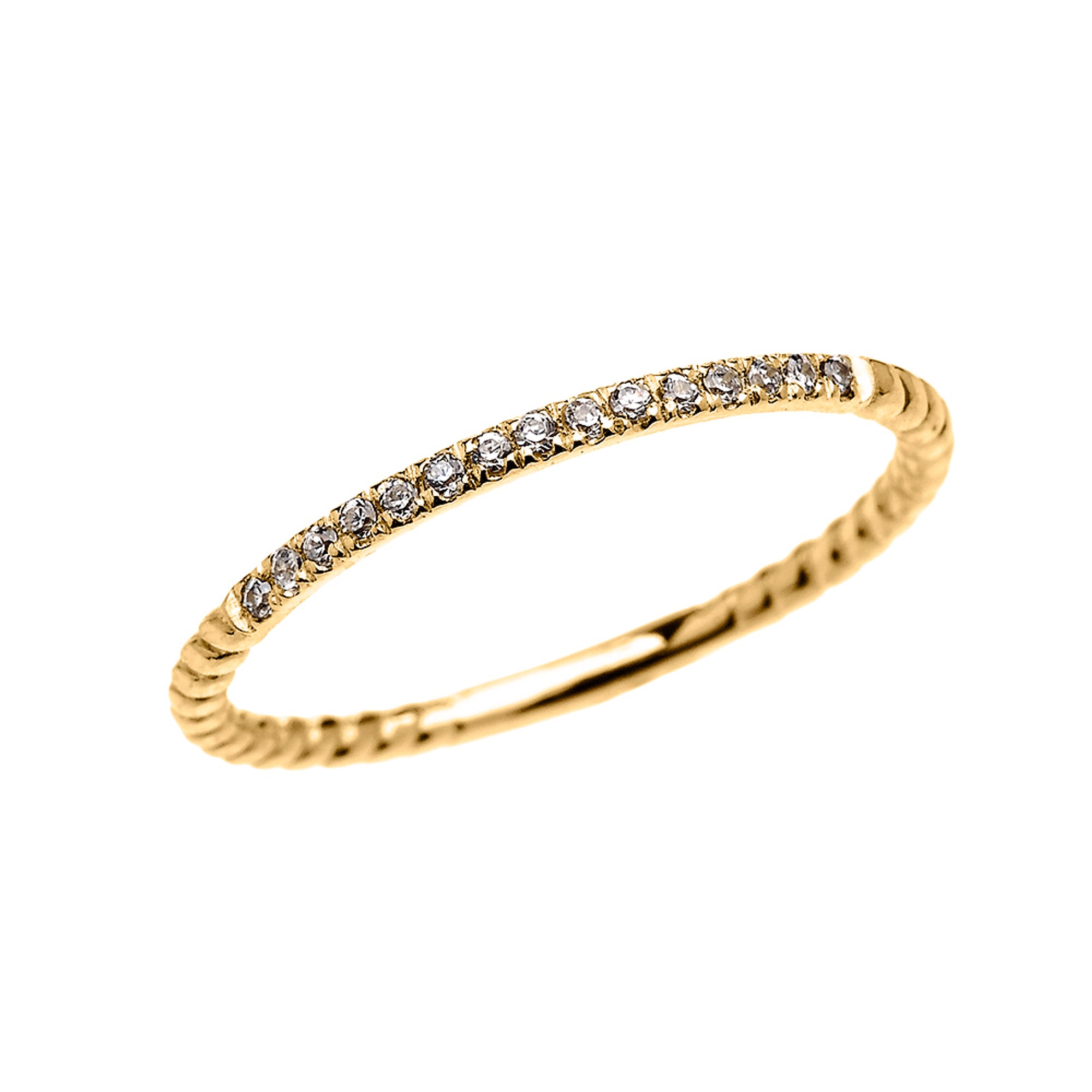 Gold Stackable Diamond Rope Band Ring, view 4