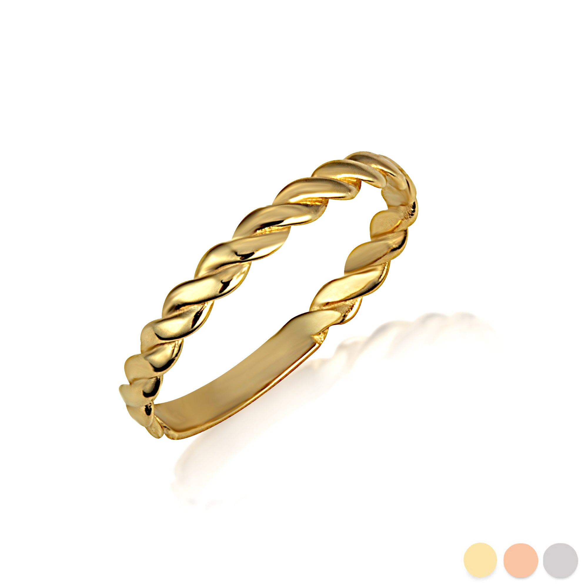 Gold Stackable Rope Band Ring
