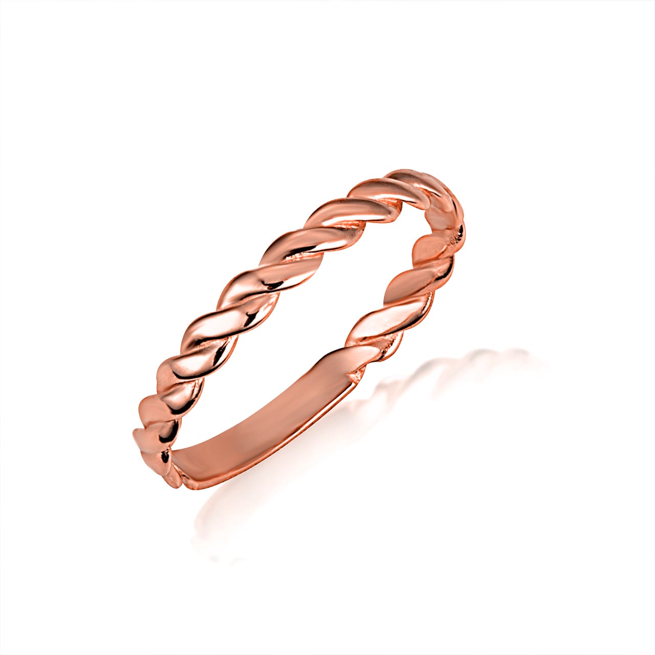 Gold Stackable Rope Band Ring, view 4