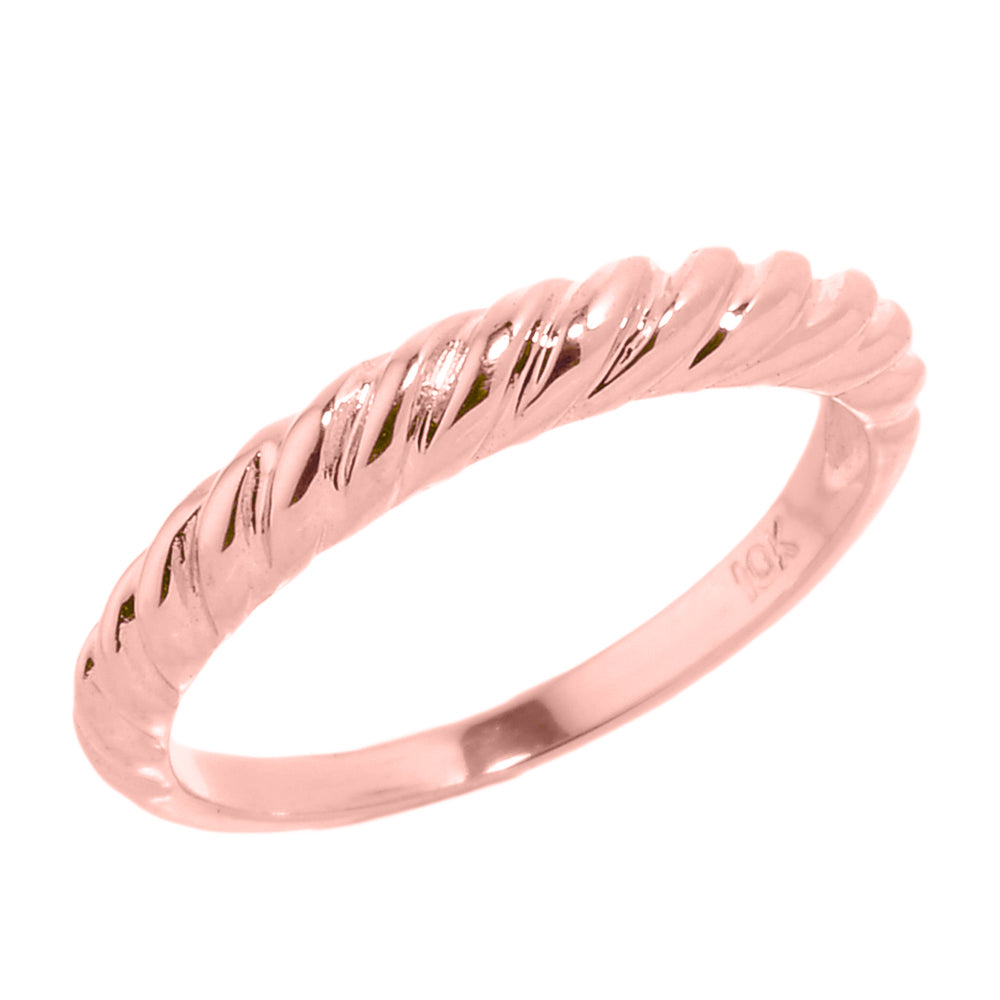 Gold Stackable Twisted Band Ring, view 2