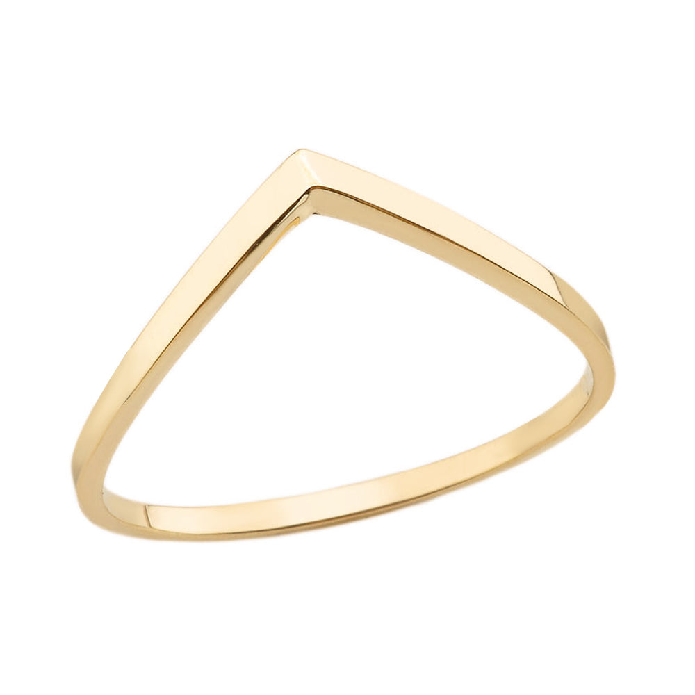 Gold Stackable V-Shape Chevron Ring, view 2