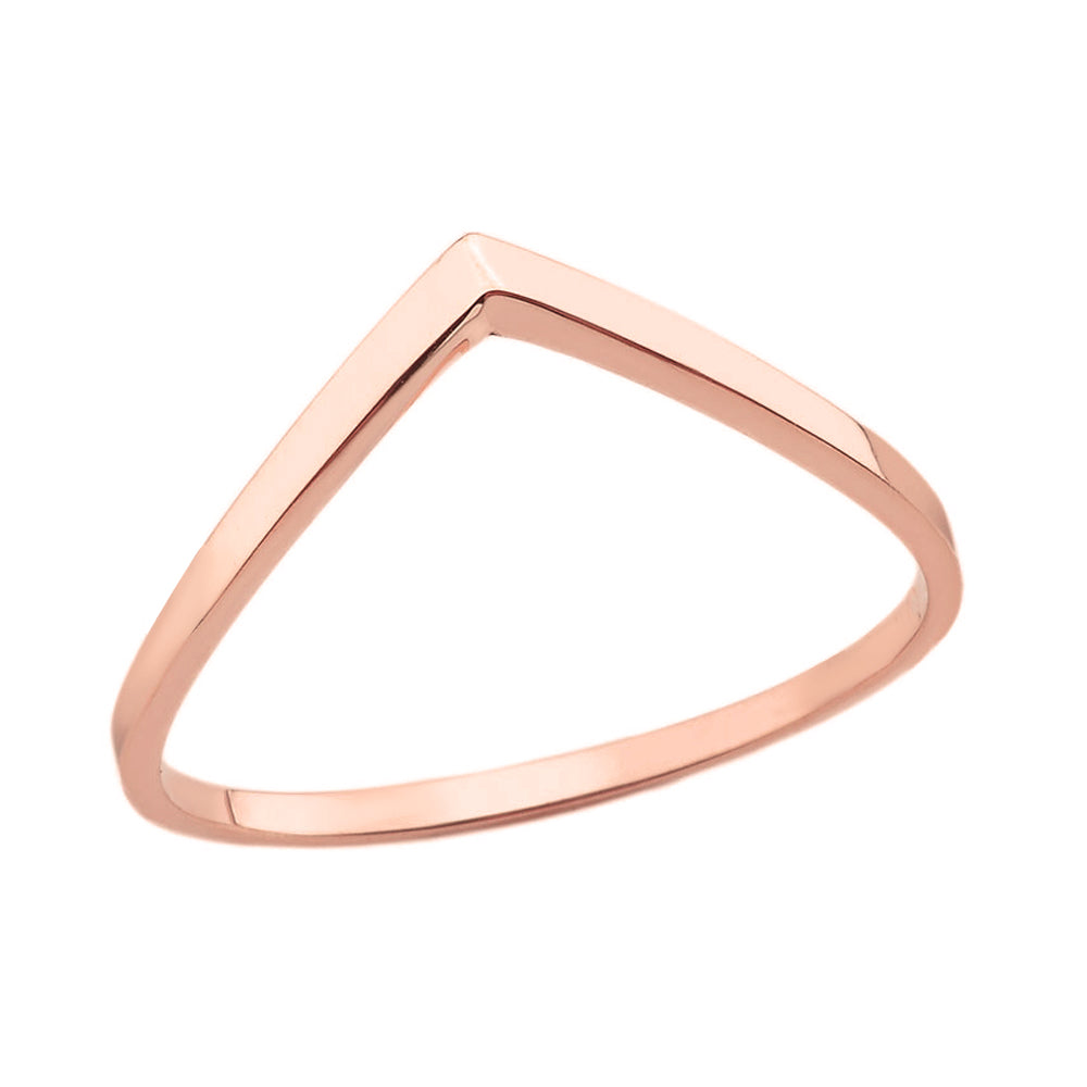 Gold Stackable V-Shape Chevron Ring, view 3