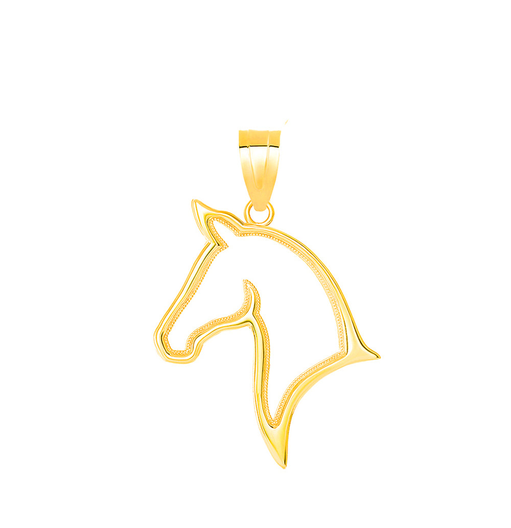 Gold Stallion Horse Head Pendant Necklace, view 2