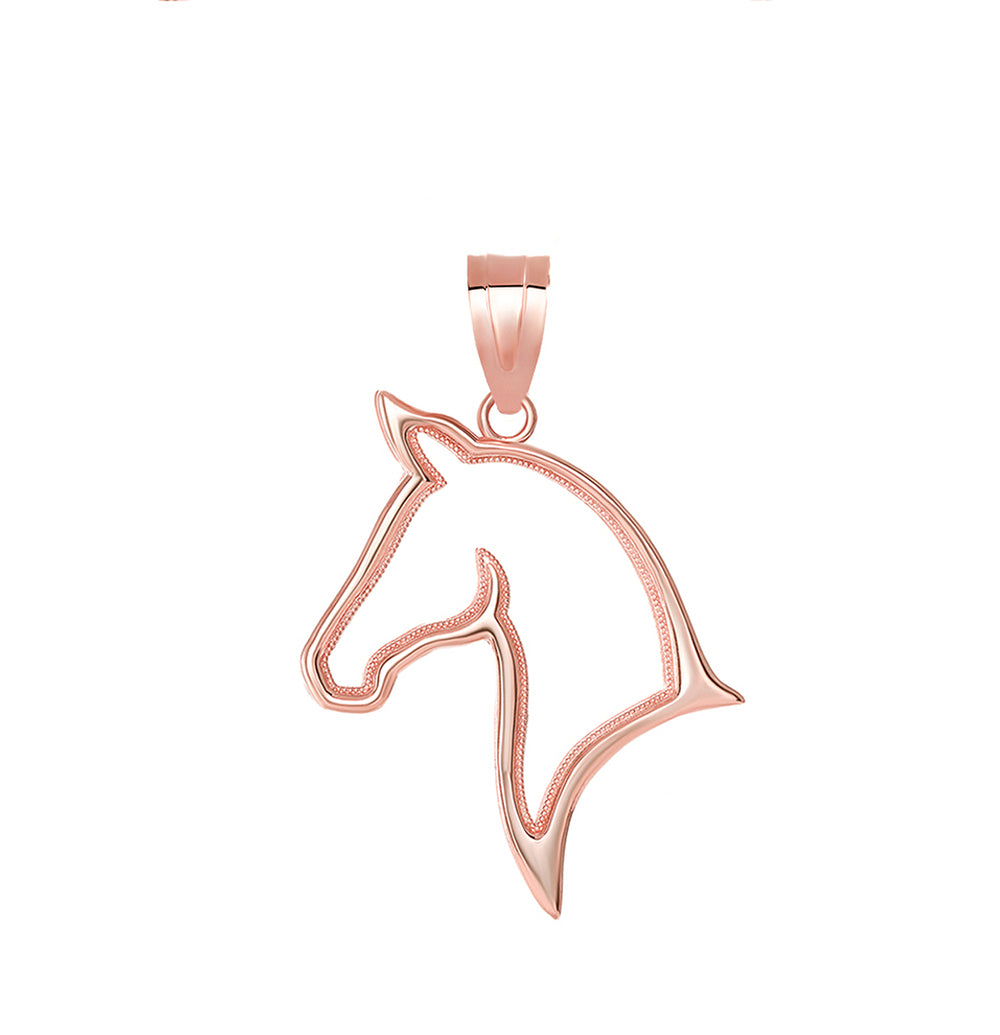 Gold Stallion Horse Head Pendant Necklace, view 4