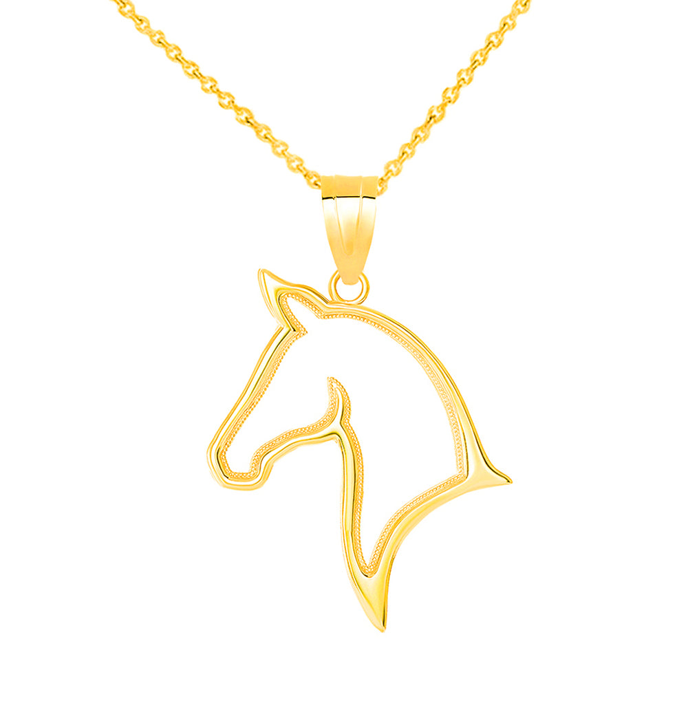 Gold Stallion Horse Head Pendant Necklace, view 7
