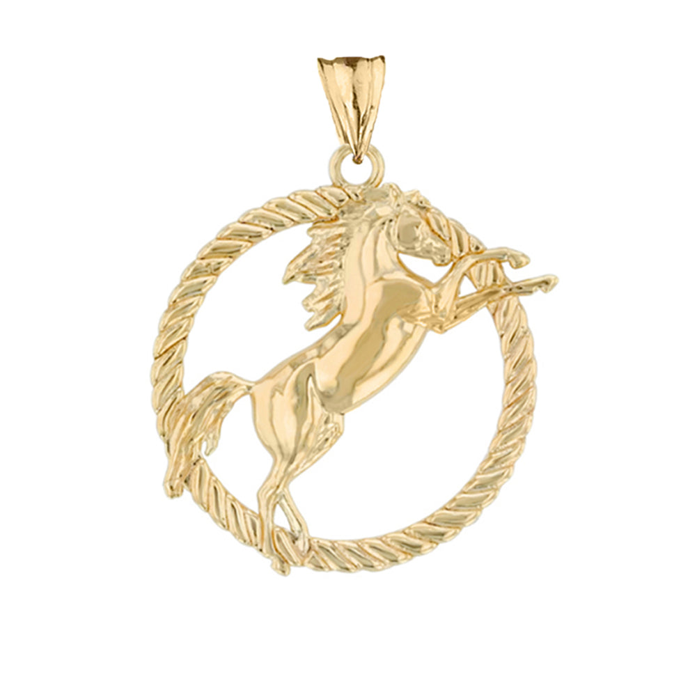 Gold Stallion Horse Rope Pendant Necklace, view 2