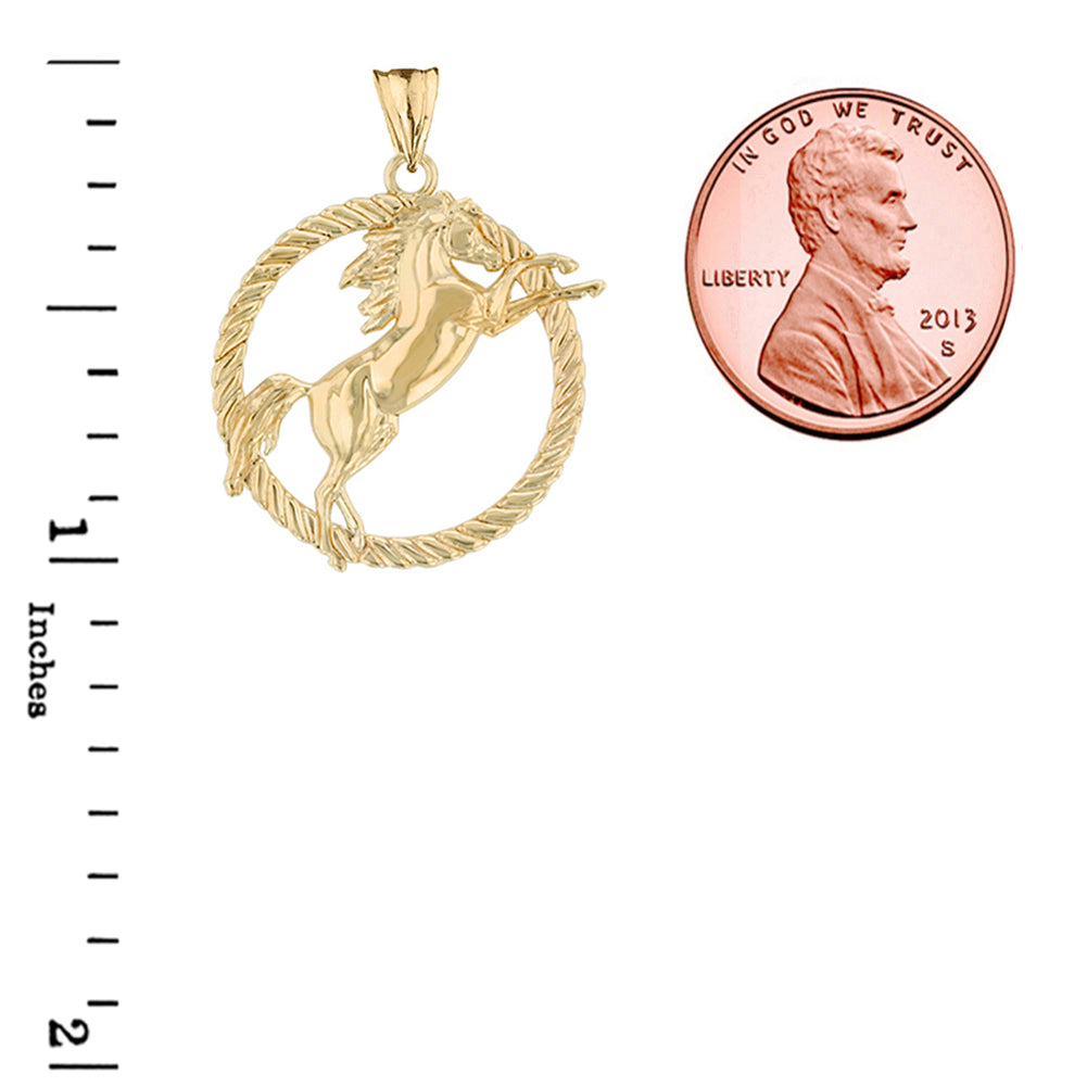 Gold Stallion Horse Rope Pendant Necklace, view 3