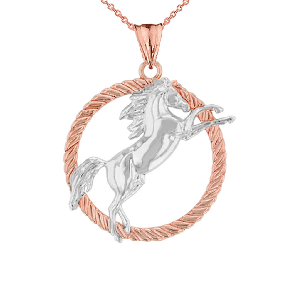 Gold Stallion Horse Rope Pendant Necklace, view 4
