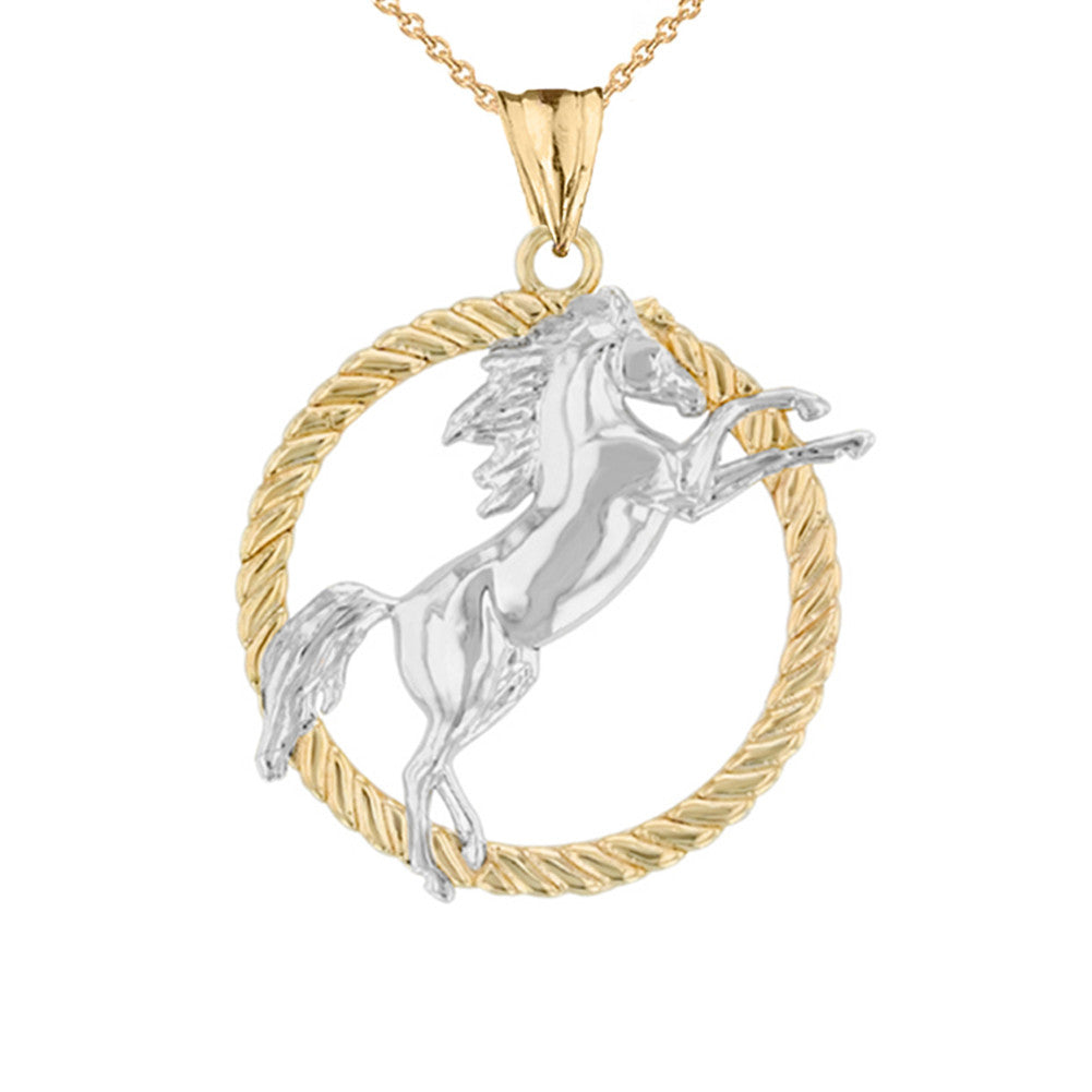Gold Stallion Horse Rope Pendant Necklace, view 7