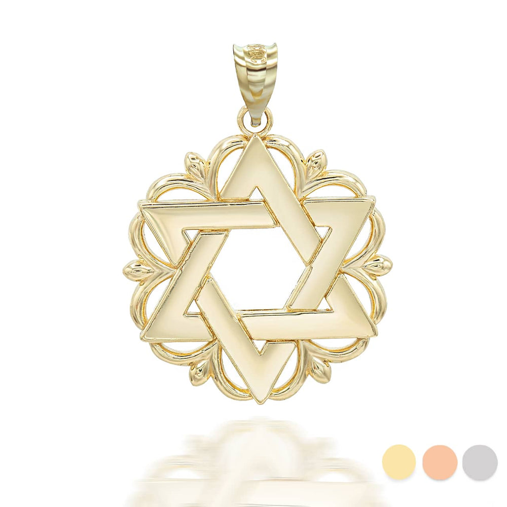 Gold Star Of David Pendant Necklace