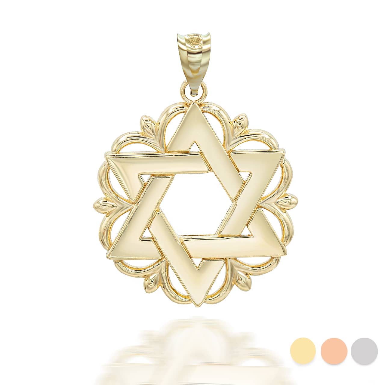 Gold Star Of David Pendant Necklace