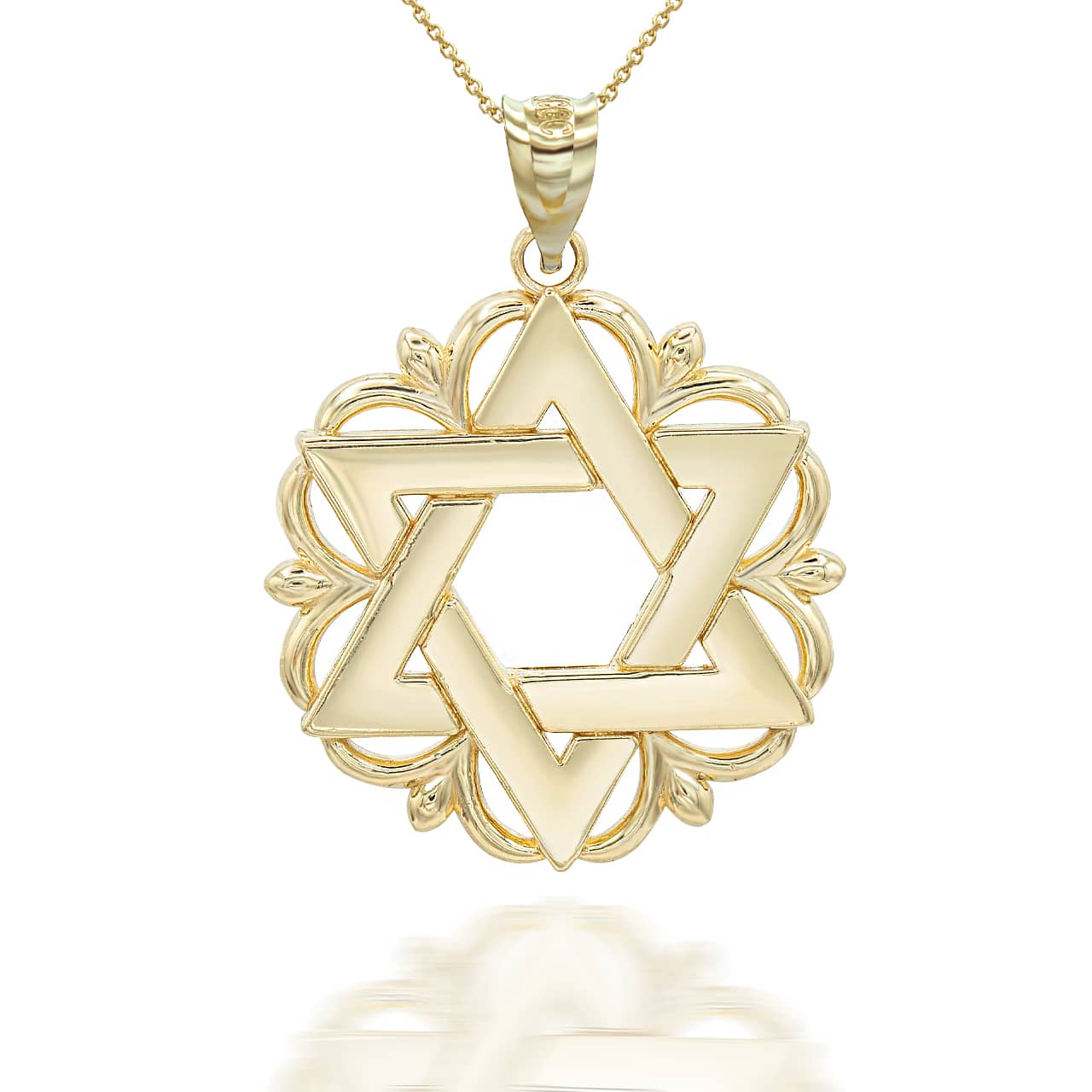Gold Star Of David Pendant Necklace, view 3