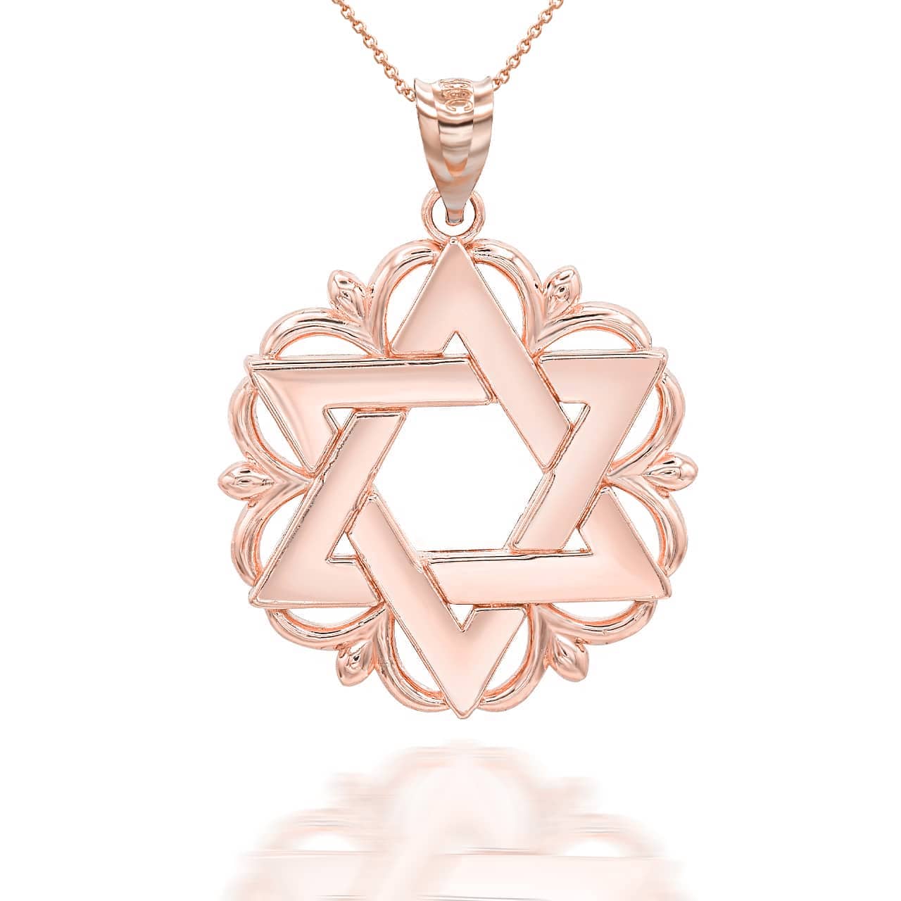 Gold Star Of David Pendant Necklace, view 6