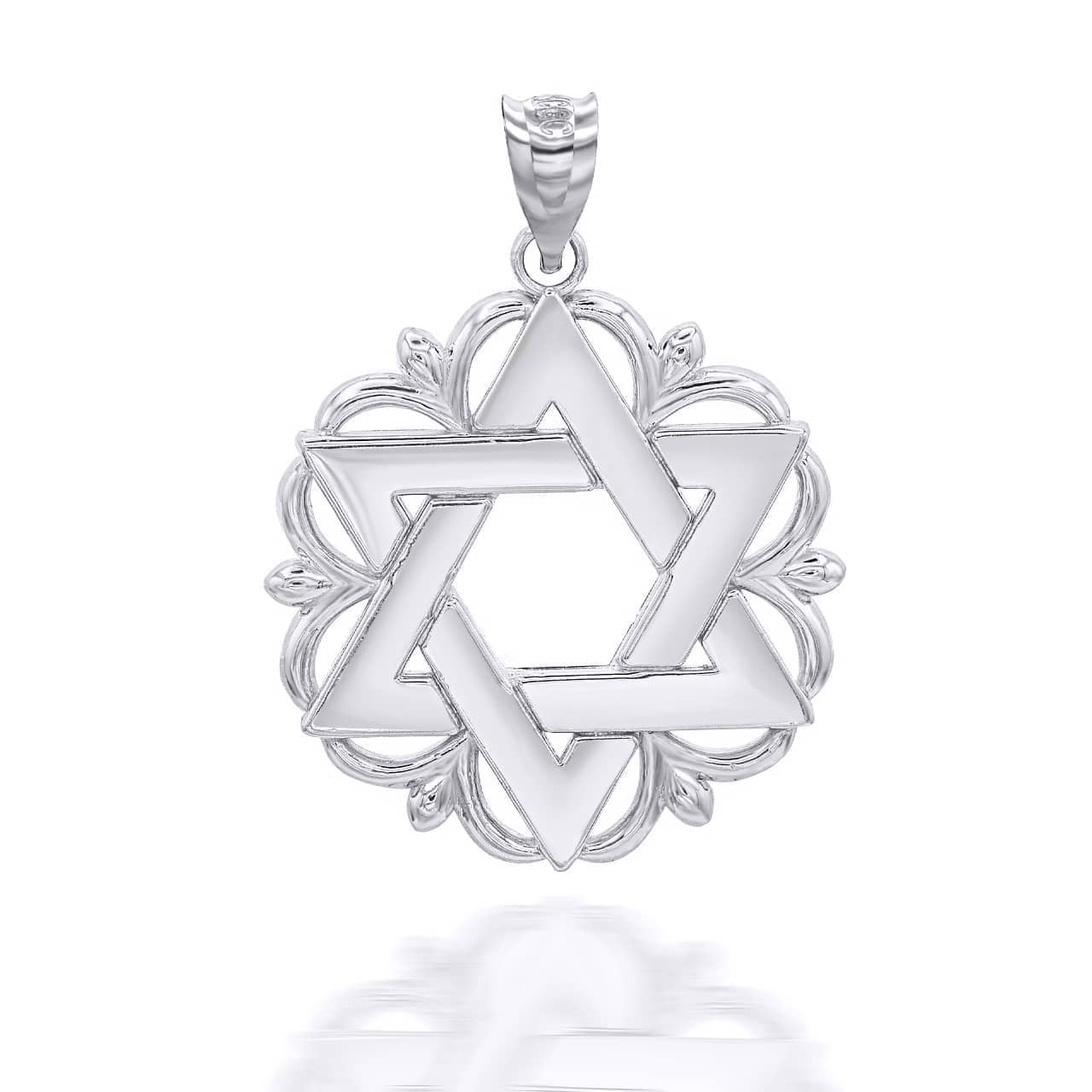 Gold Star Of David Pendant Necklace, view 7
