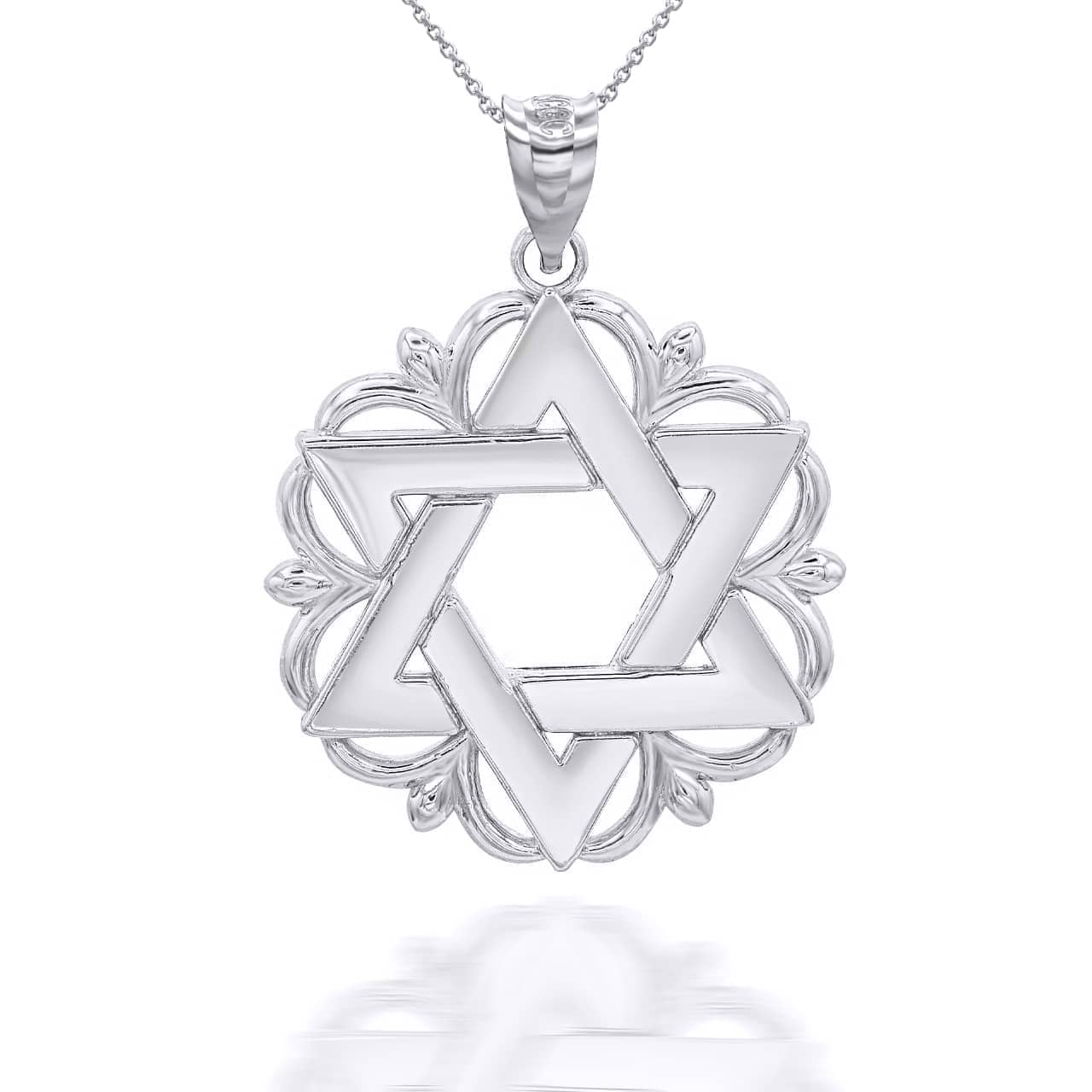 Gold Star Of David Pendant Necklace, view 8