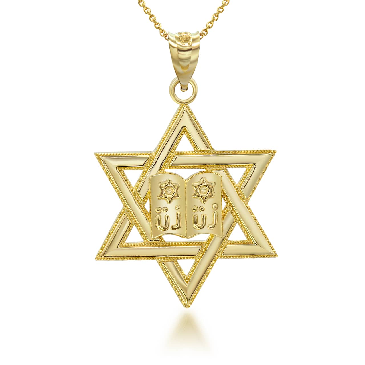 Gold Star of David Torah Pendant Necklace, view 3