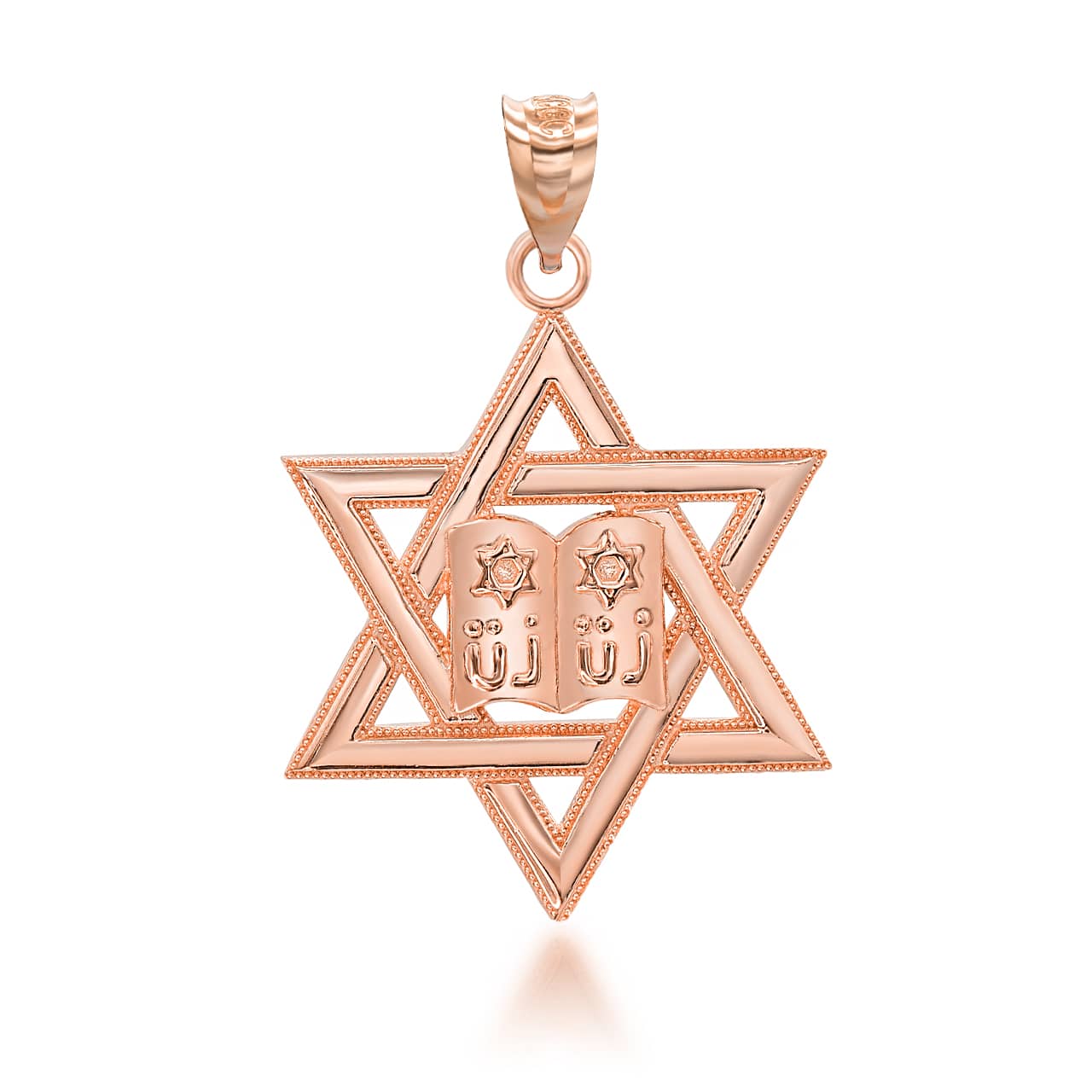 Gold Star of David Torah Pendant Necklace, view 5