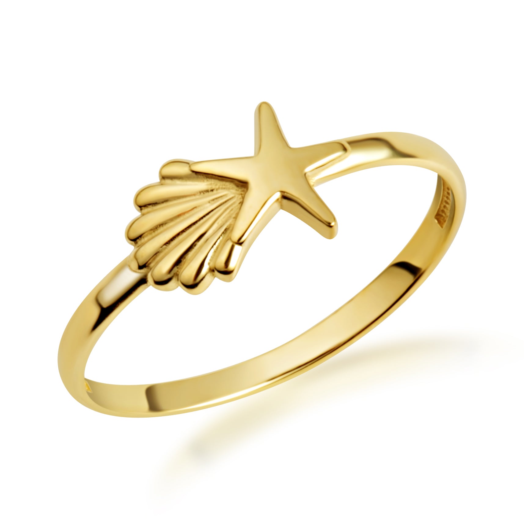 Gold Starfish & Seashell Beach Ring, view 6