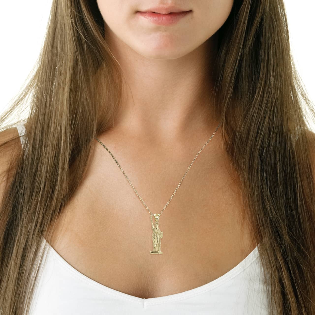 Gold Statue of Liberty Pendant Necklace, view 2