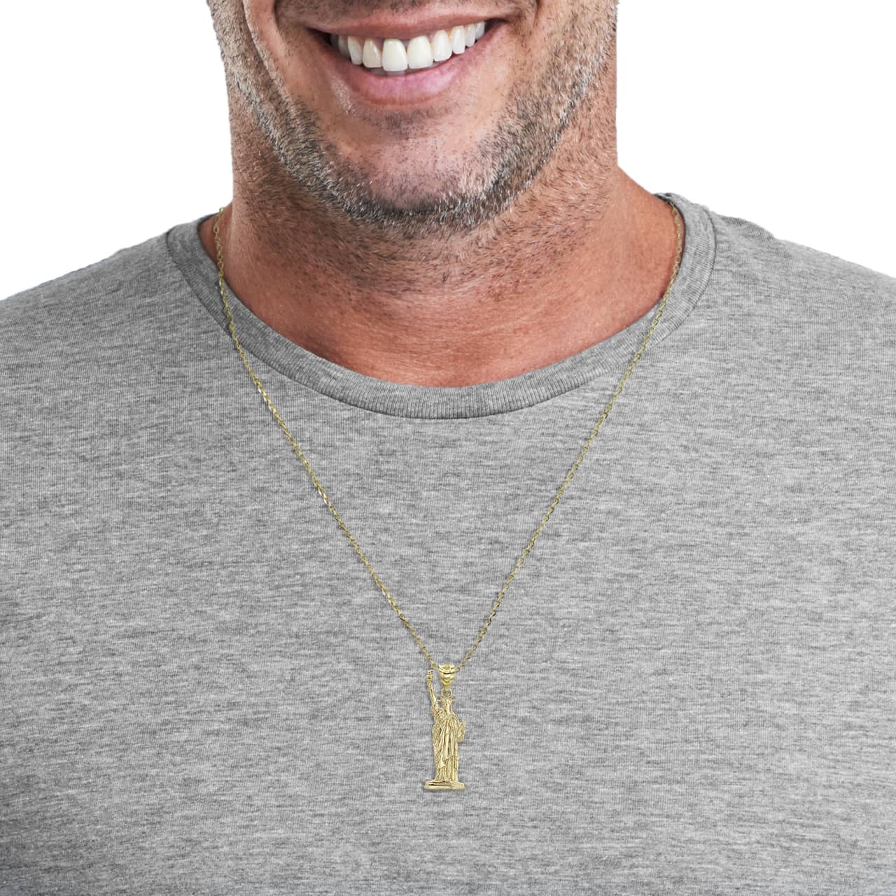 Gold Statue of Liberty Pendant Necklace, view 3