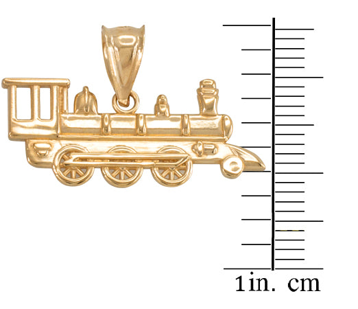 Gold Steam Train Pendant Necklace, view 2