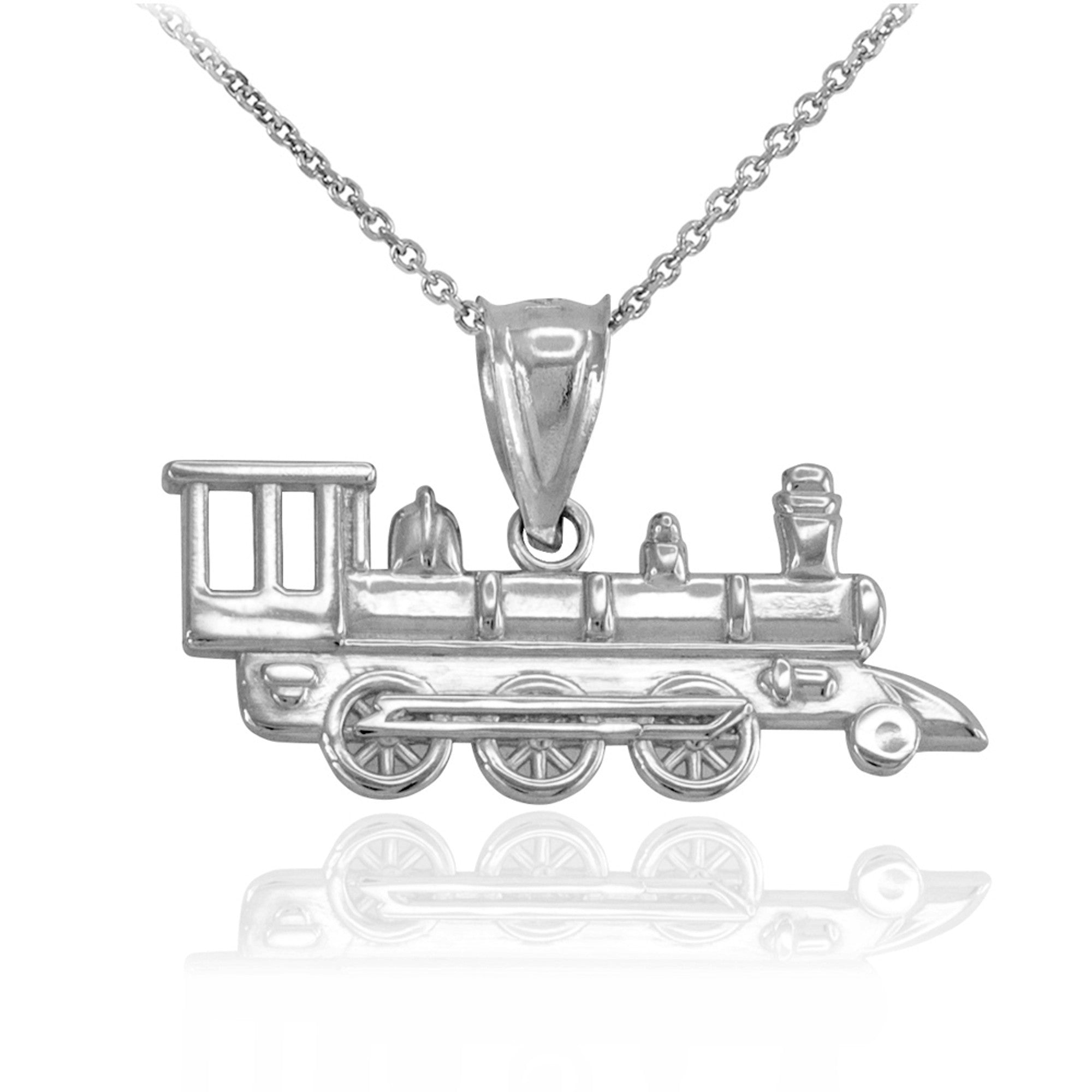 Gold Steam Train Pendant Necklace, view 4