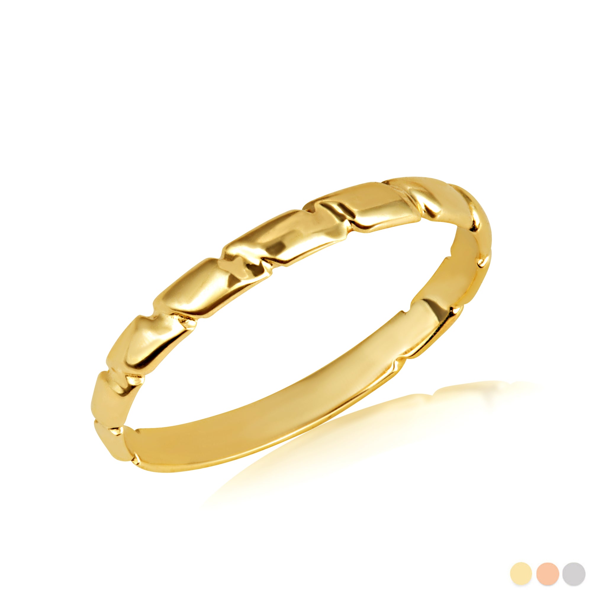 Gold Striped Band Ring