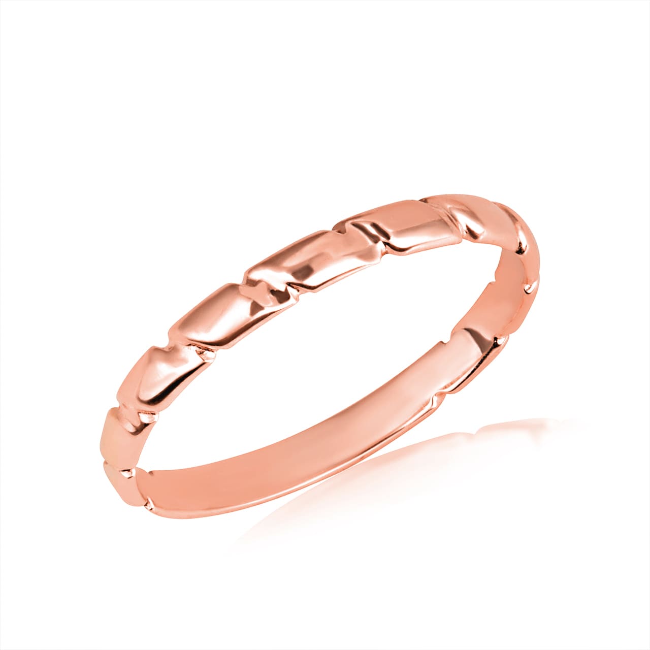 Gold Striped Band Ring, view 3