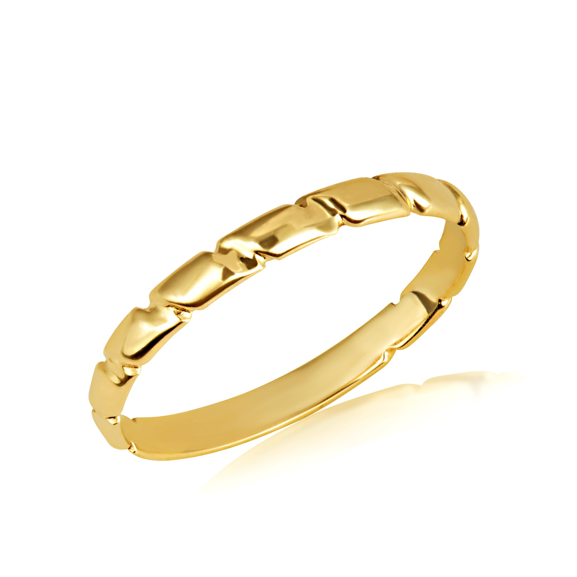 Gold Striped Band Ring, view 5