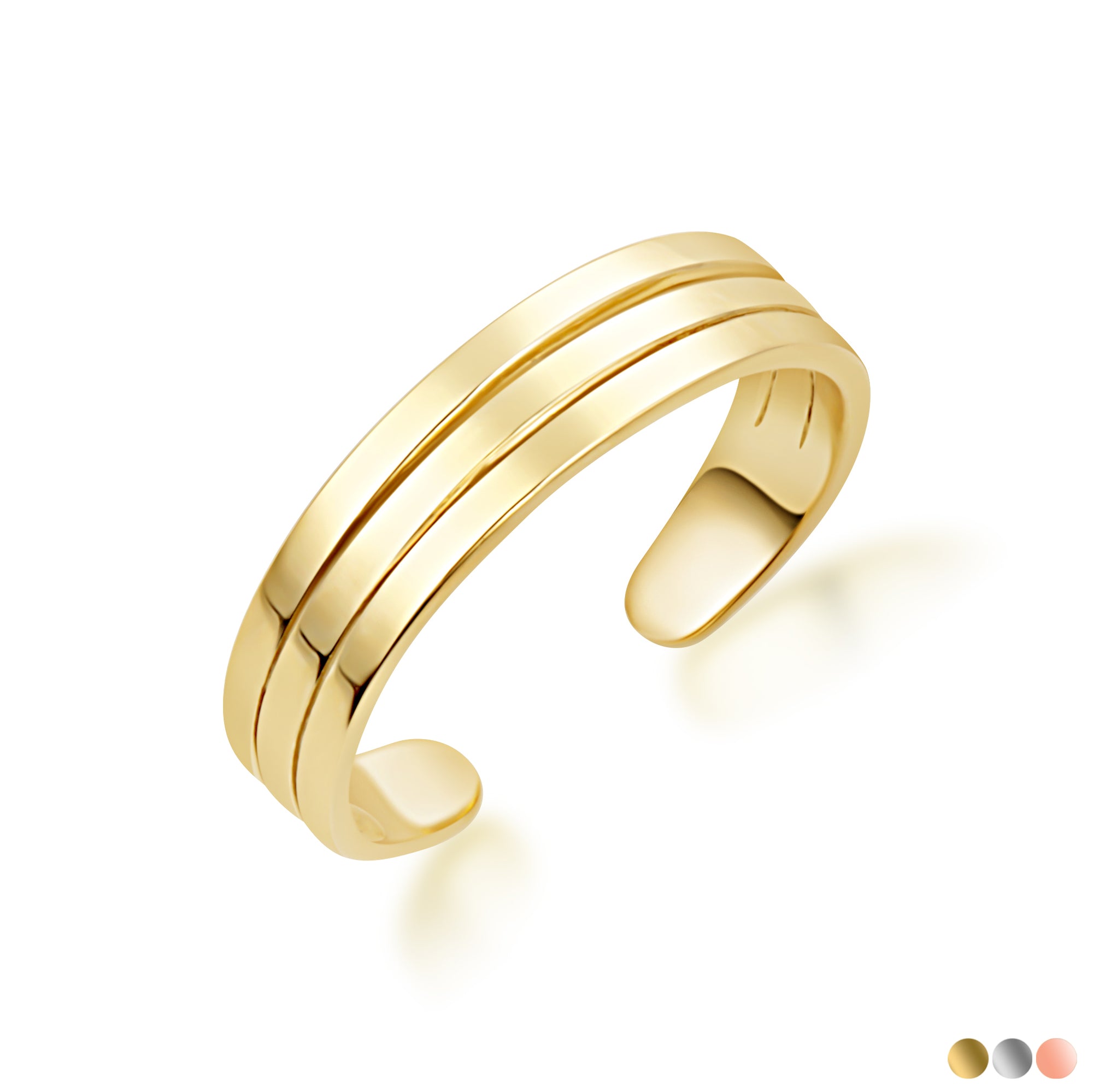 Gold Striped Band Toe Ring