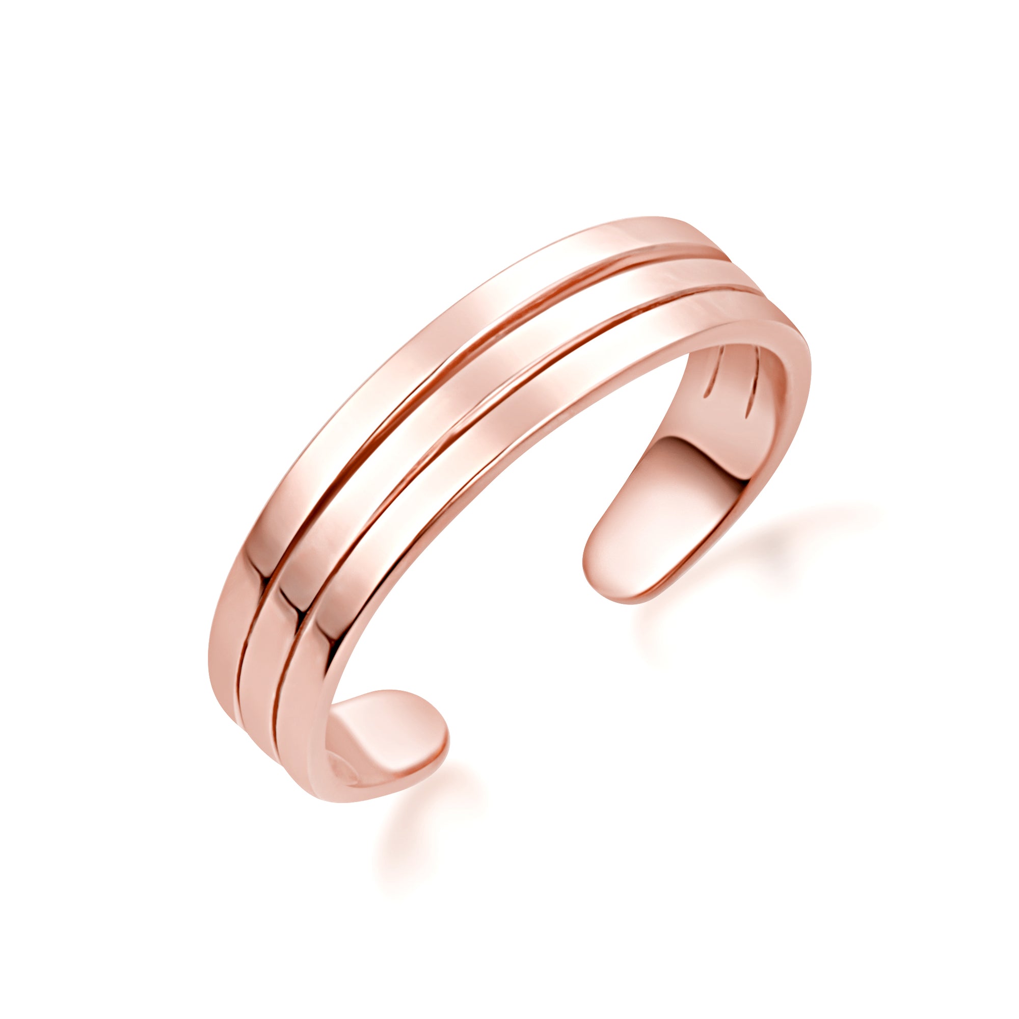 Gold Striped Band Toe Ring, view 3
