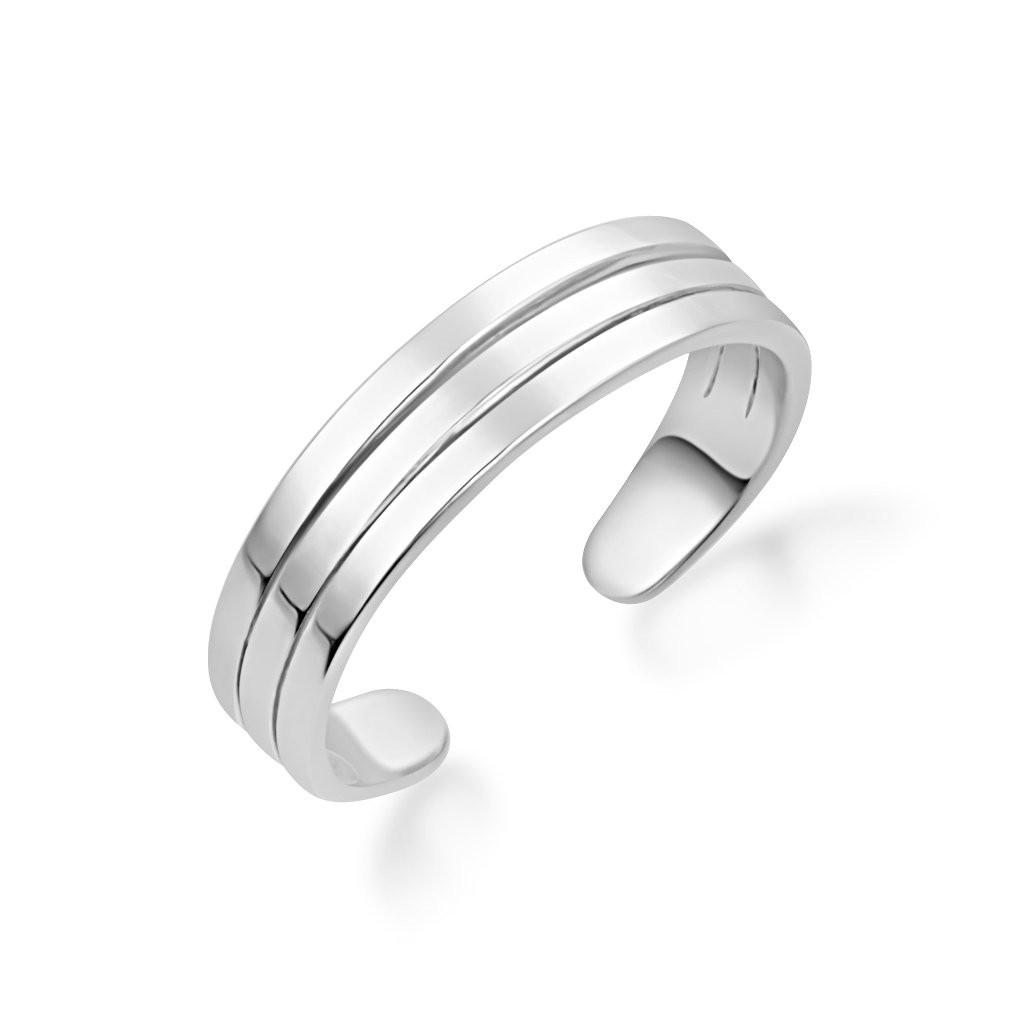 Gold Striped Band Toe Ring, view 4