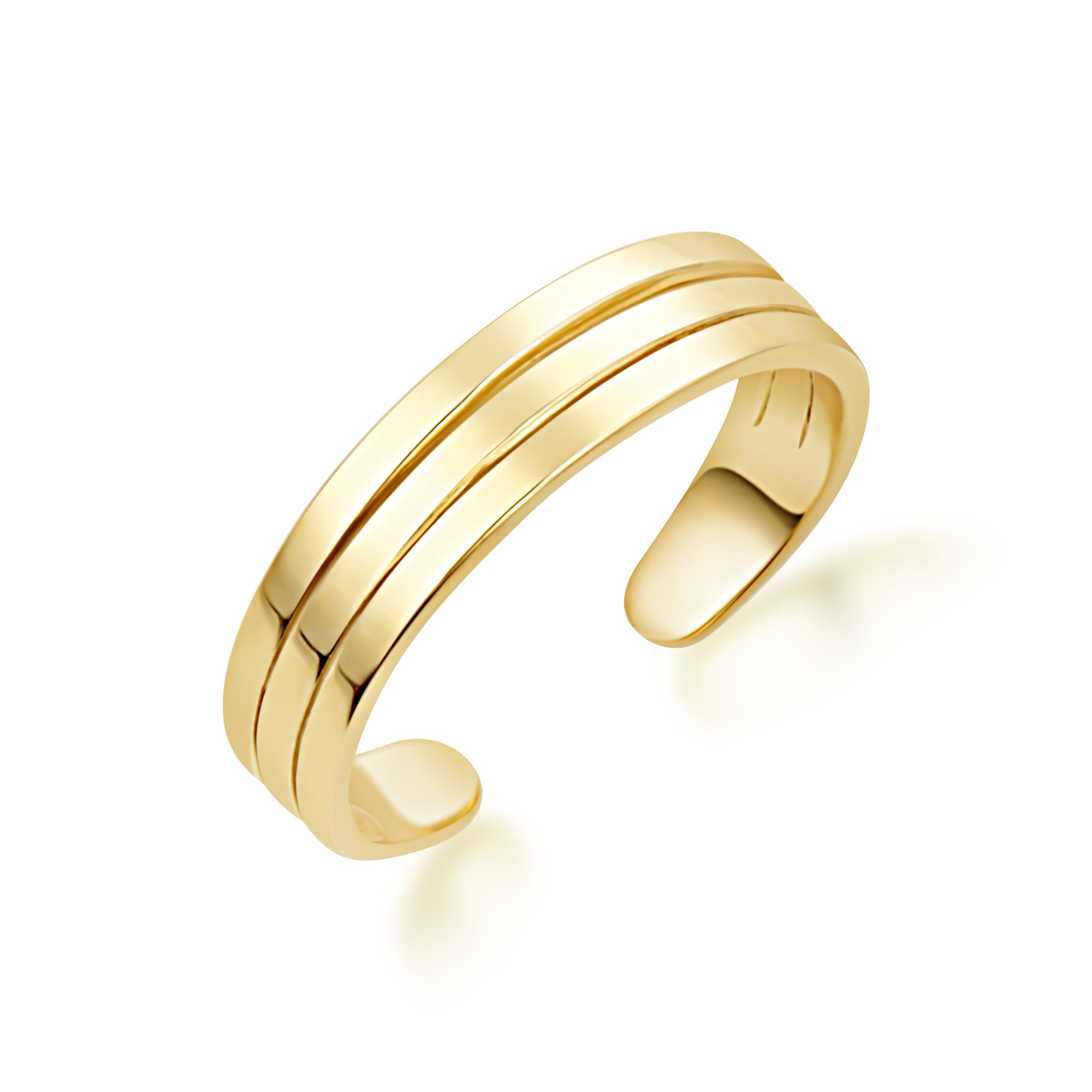 Gold Striped Band Toe Ring, view 5