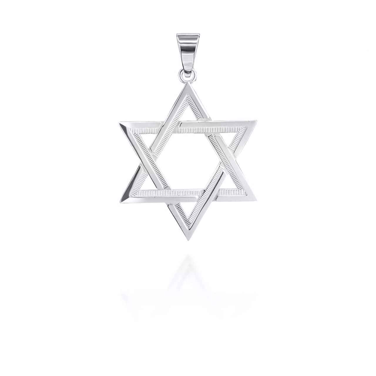 Gold Striped Jewish Star of David Pendant Necklace S,M,L, view 5