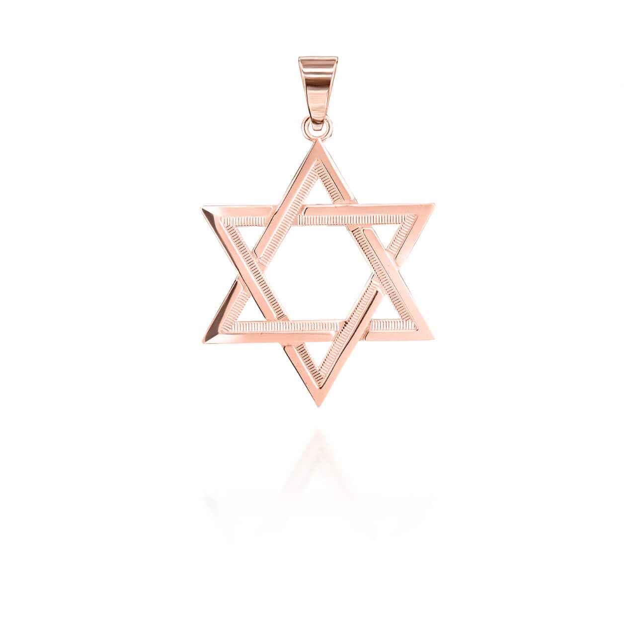 Gold Striped Jewish Star of David Pendant Necklace S,M,L, view 7