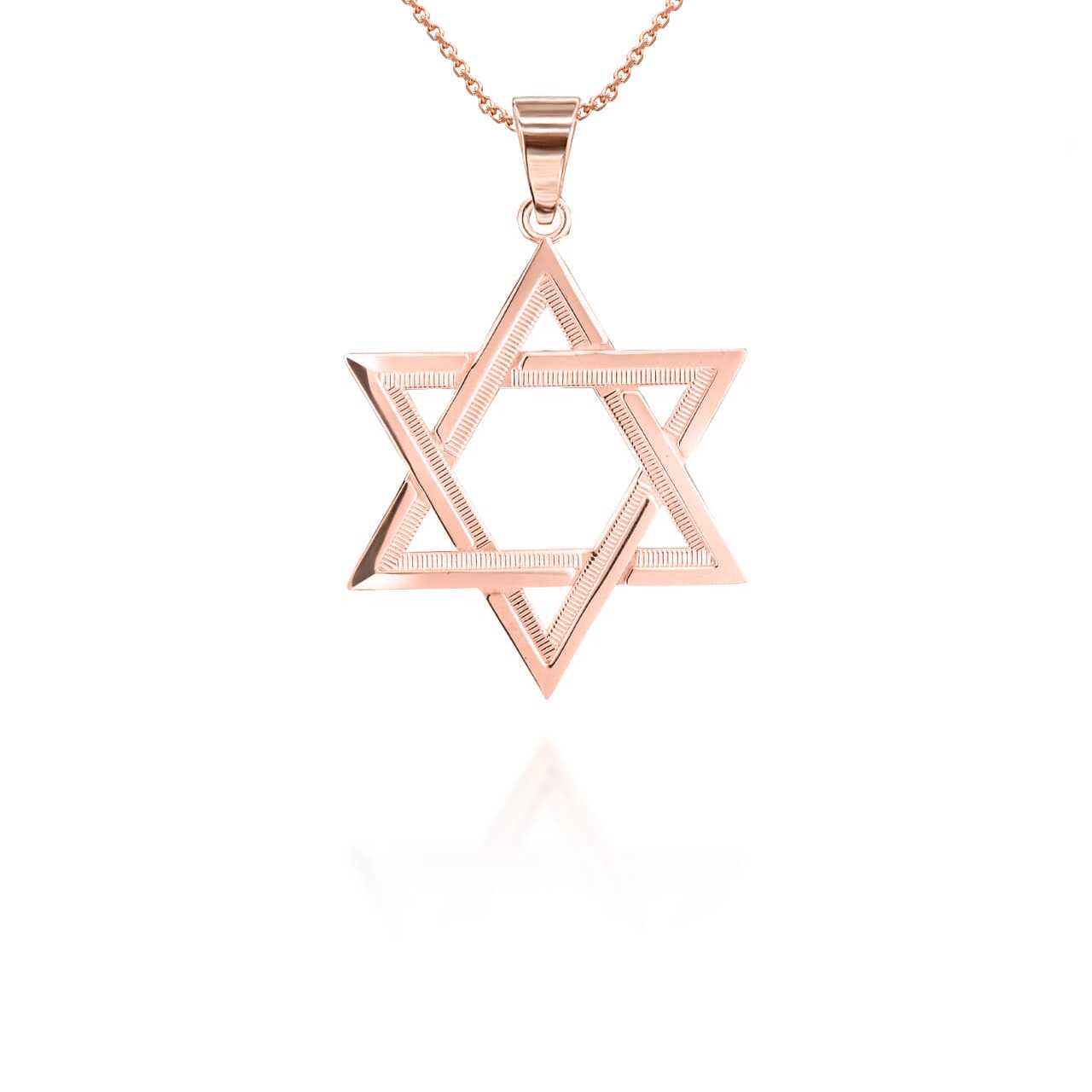 Gold Striped Jewish Star of David Pendant Necklace S,M,L, view 8