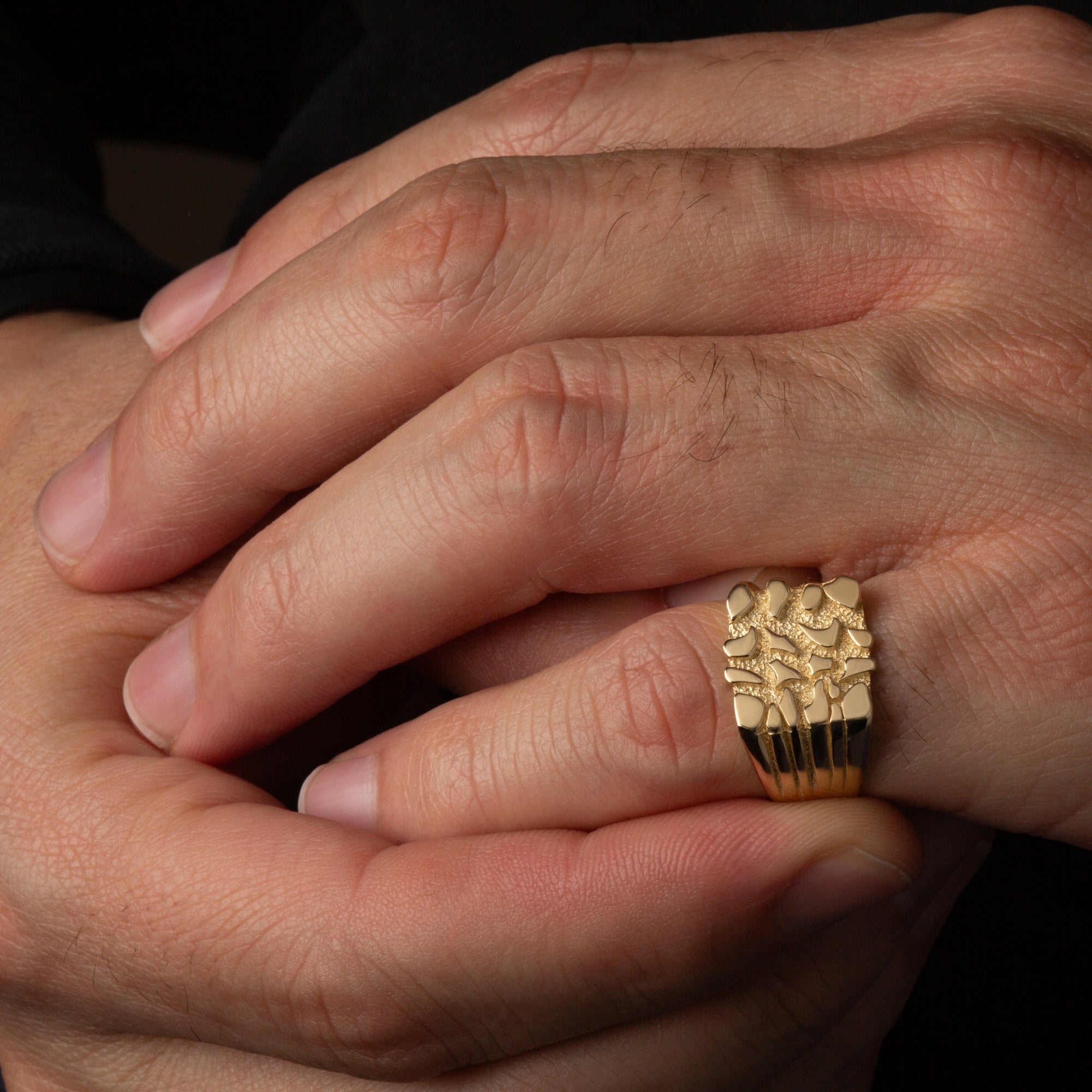 Gold Striped Nugget Ring, view 2